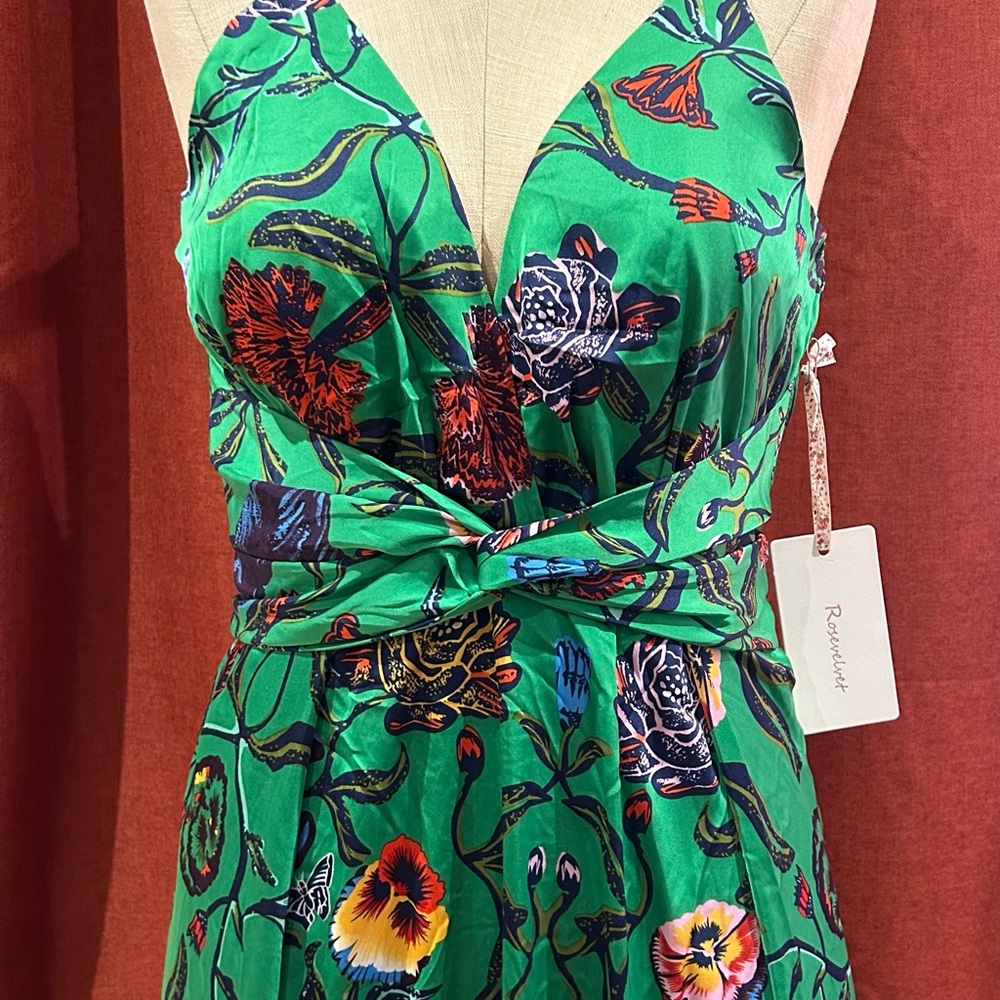 Vibrant Green Floral Maxi Dress